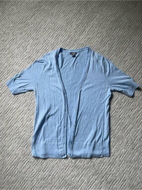 Eddie Bauer Pale Blue Short Sleeve Button Cardigan